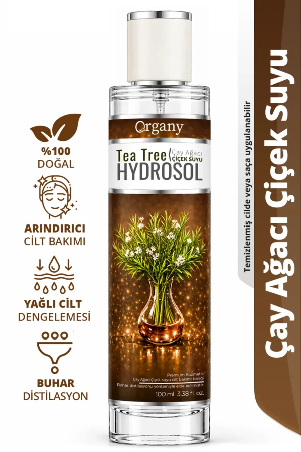 Yağlı Ciltler İçin Çay Ağacı Suyu %100 Doğal Arındırıcı Cilt Bakım Toniği Tea Tree Hidrosol 100 ml