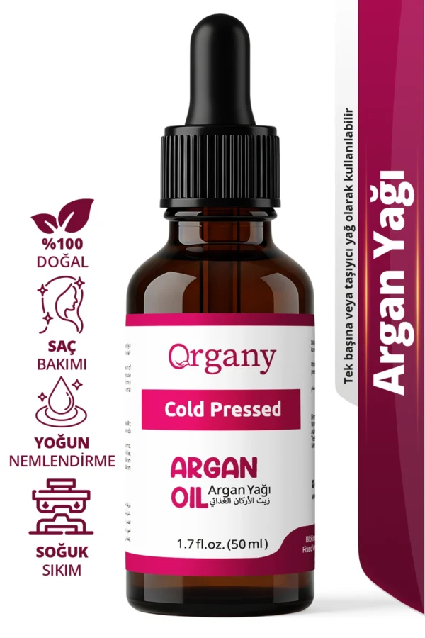 Soğuk Sıkım Argan Yağı %100 Doğal Nemlendirici Cilt Saç ve Tırnak Bakım Yağı Argan Oil 50 ml
