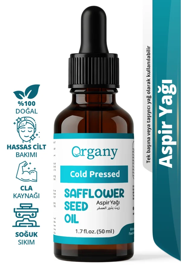 Soğuk Sıkım Aspir Yağı %100 Doğal Nemlendirici Cilt ve Besleyici Saç Bakım Yağı Safflower Oil 50 ml