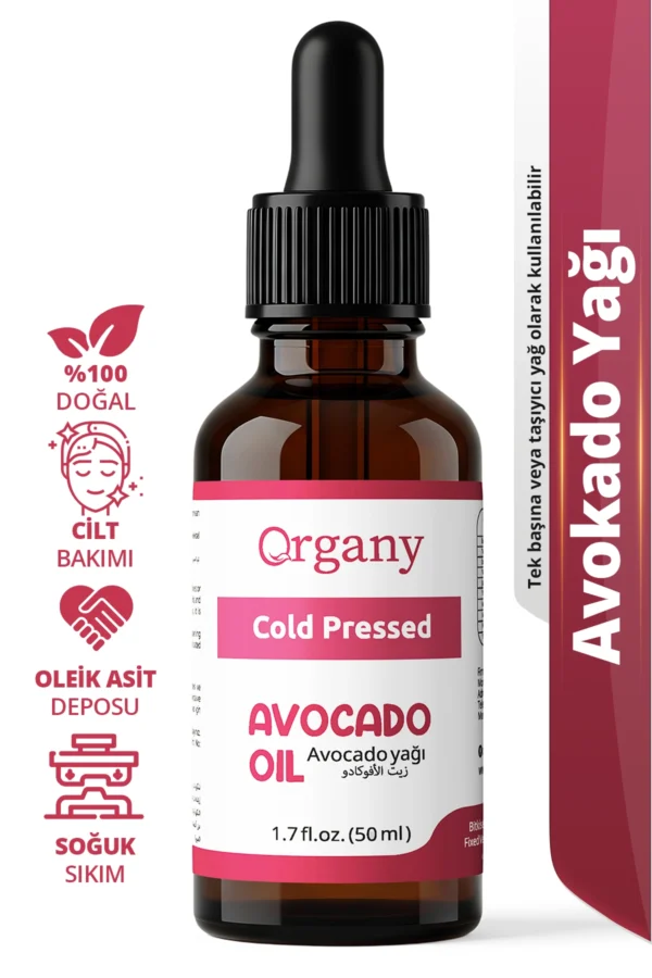 Soğuk Sıkım Avokado Yağı %100 Doğal Cilt Bariyerini Destekleyen Saç Besleyici Bakım Yağı Avocado Oil 50 ml