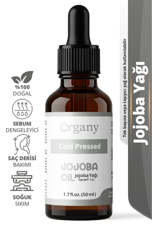 Soğuk Sıkım Jojoba Yağı %100 Doğal Gözenek Tıkamayan Cilt ve Saç Bakım Yağı Jojoba Oil 50 ml