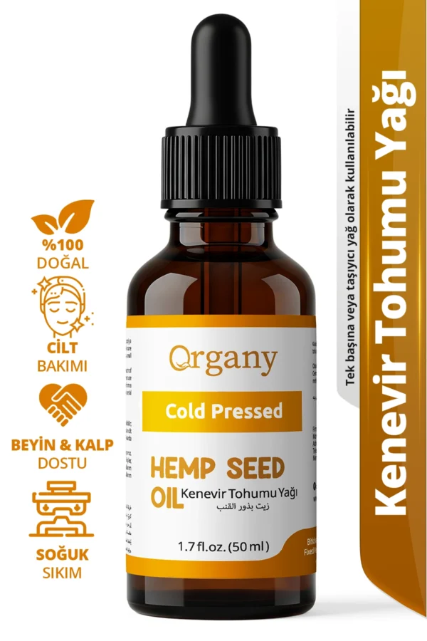 Soğuk Sıkım Kenevir Tohumu Yağı %100 Doğal Yoğun Nemlendirici ve Yaşlanma Karşıtı Bakım Yağı Hemp Seed Oil 50 ml