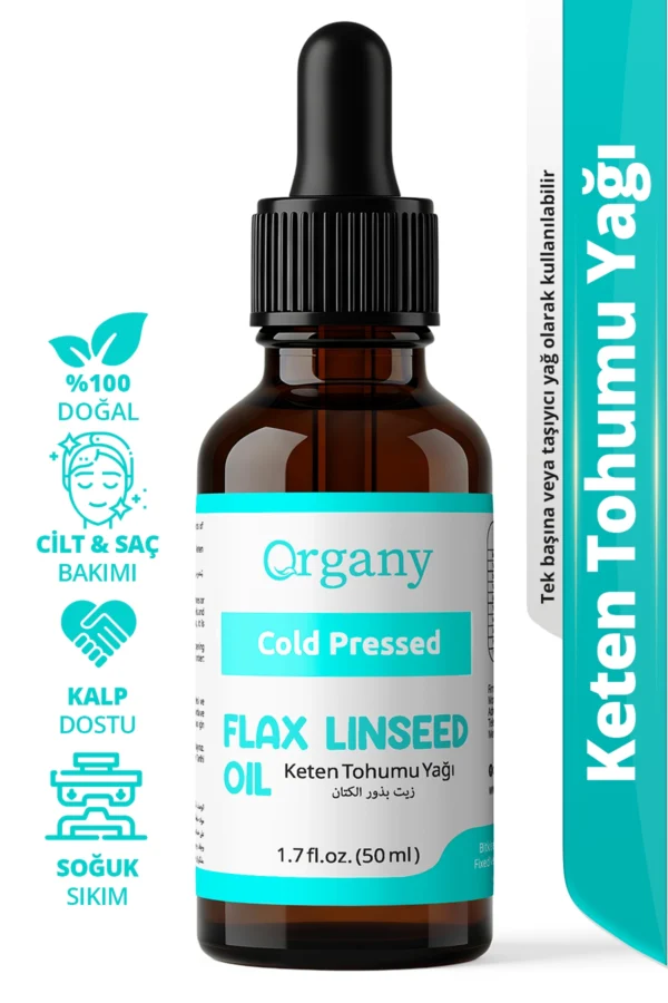 Soğuk Sıkım Keten Tohumu Yağı %100 Doğal Cilt Saç ve Kuru Cilt Bakım Yağı Flaxseed Oil 50 ml